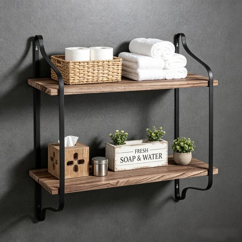 Industrial pipe shelf - industrial, bathroom