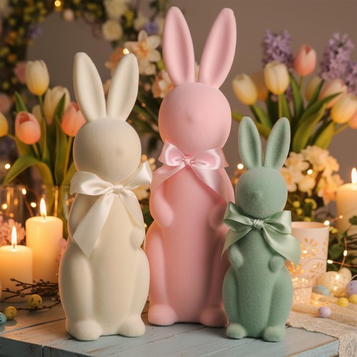 Lanpn 3pcs flocked bunny - flocked,