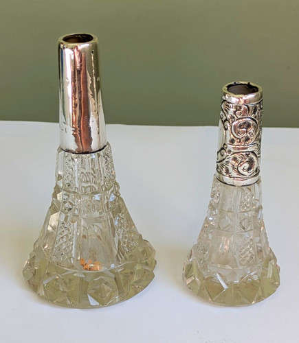 Pair antique cut glass crystal - pair,