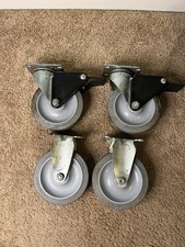 4 Colson Caster Rolling Wheels 5" W/ Lock 5x1 1/4 W/ Base