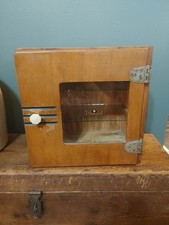 Vintage Antique Wood And Glass Medical Sterilizer Cabinet, 12.5x12.5 In