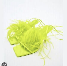 ZARA HIGH-HEEL SANDALS WITH FEATHERS GREEN NEW FW23 SIZES 4  REF. 1322/010