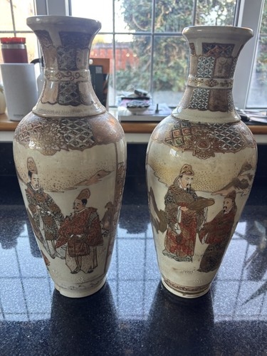 Antique hand painted - pair, of