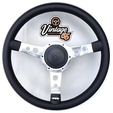 Classic Car 15" Retro Polished Spoke Black Vinyl Steering Wheel Boss Fitting Kit