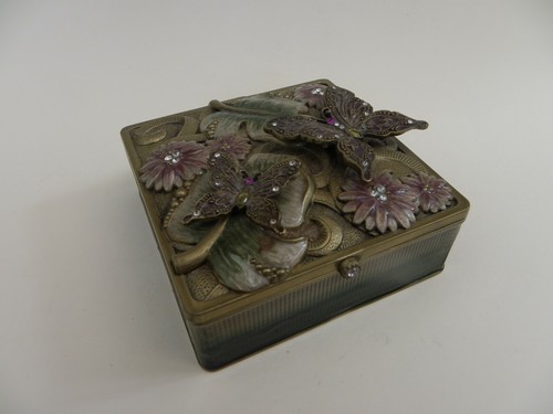 Vintage metal jewellery box - box, 4"