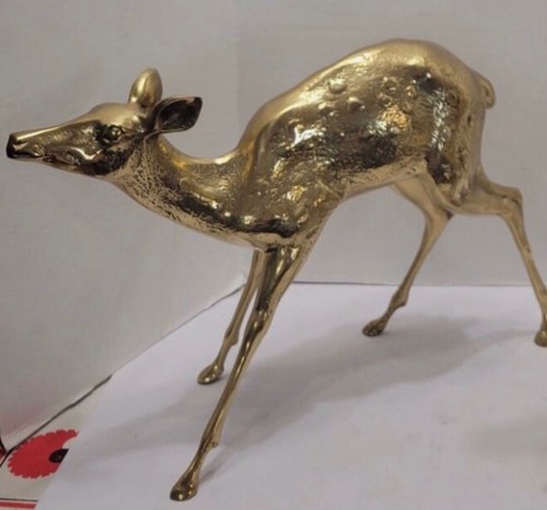 Large brass baby fawn deer - large,