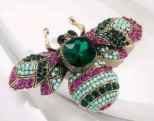 Crystal bee brooch pin - brooch,