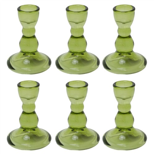 Set green glass candlestick - of,