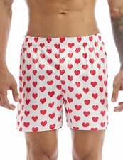 Mens Love Heart Print Silk