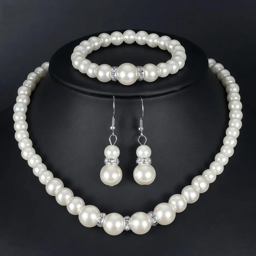 3pc round white faux pearl - 3pc,