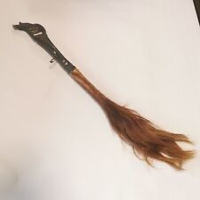 African Hand Carved Rhino & Horse Hair Fly Whisk C 1950s Total Length 66 cm