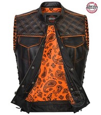 Men's Black Leather Vest