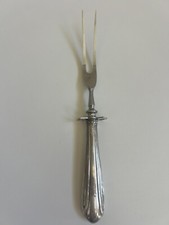 Vtg Sterling Silver Handle Carving Fork Stainless Steel Tings Cutting Guard Arm