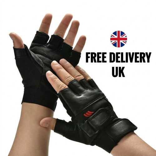 Leather gym gloves fingerless - leather,