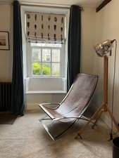 Stylish Vintage Mid Century Leather Chair With Solid Steel Frame