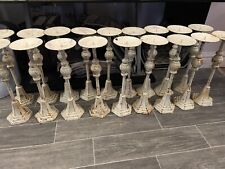 Job Lot 18 x Shabby Chic Tall Cast Iron Thistle Design Candlesticks Wedding Etc