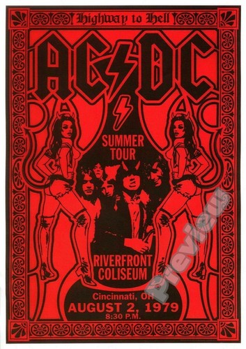 Acdc 1979 red concert - acdc, vintage
