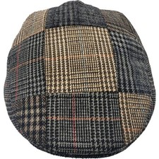 Men's Patchwork Flat Cap Vintage Newsboy Ivy Hat Tweed Checked Gatsby Style