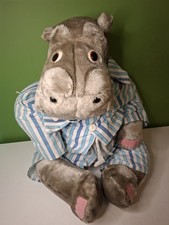 Tebro Silent Night Hippo Vintage 1987 Large Plush Striped Pyjamas