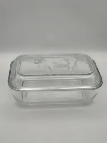 Glass butter dish with - butter,
