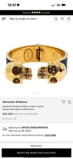 Alexander McQueen Leather-Inset Double Skull Bracelet