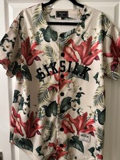 Size XL SikSilk Retro Tropics Baseball Jersey - Ecru