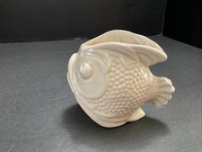 Vtg Nelson McCoy Pottery White Cream Puffer Fish Ceramic Flower Planter USA