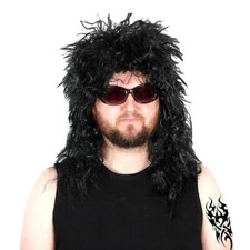 Mens long black glam - glam, rocker