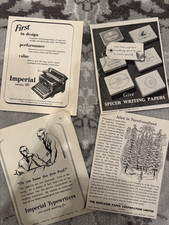 4 Vintage Print Typewriters and Papers Adverts