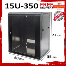 15U 19" Black Data Network Cabinet Wall Server or Switch Comms Rack  350mm Depth