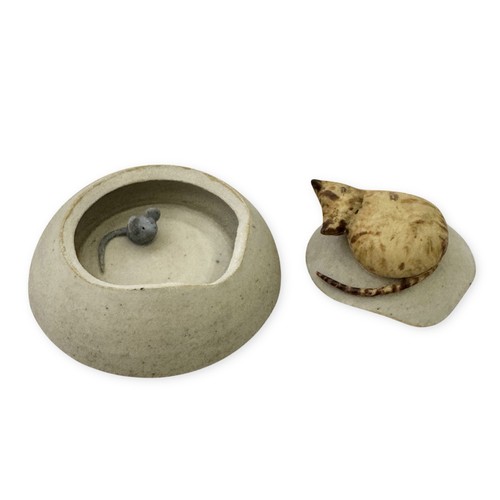 Studio pottery cat mouse - pottery,
