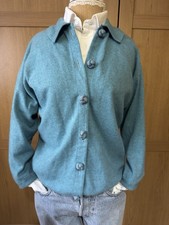 Rare Vintage Ballantyne Cashmere Cardigan Scotland 50s/60s S/M Light Blue