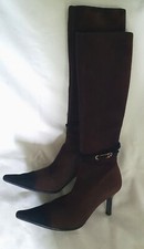 CHANEL Dark Brown Swede Boots