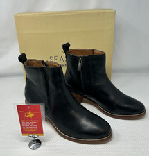 Seasalt Cornwall Rinsey Ankle Boot with Zip Black Leather Size 38 Boxed       GT