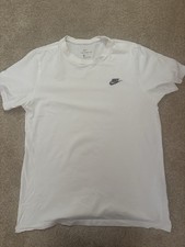 Nike Men's White T-Shirt Medium Black Logo 100% Cotton The Nike Tee