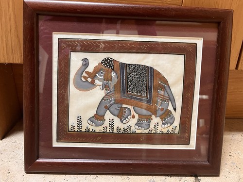 Vintage framed indian silk - indian,