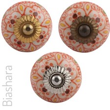 Orange CERAMIC DOOR KNOB Vintage INDIAN Cupboard Handle Cabinet Colourful Hippy 