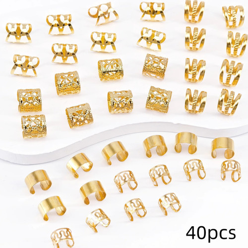 40pcs metal hair braid - hair, rings