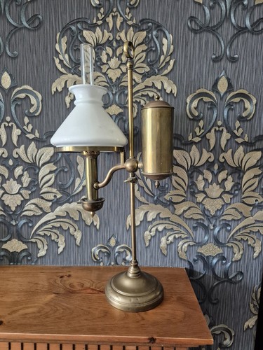 Antique brass student oil lamp