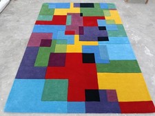 Geometric Hand Tufted Multicolor Kid Room 100% NZ Wool Area Rug For Living Room