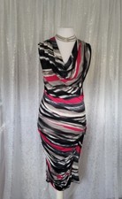 Jolaby Ladies Black Grey Pink Ruched Cowl Neck Stretch Formal Dress Size S