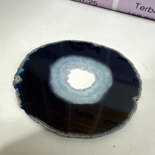 Blue agate slice polished - blue,