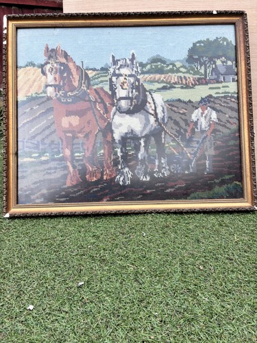 Vintage framed tapestry - vintage,
