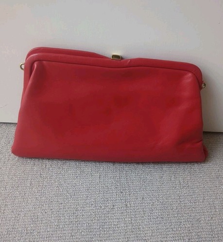 Red leather clutch detachable - red, clutch/detachable