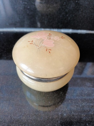 Vintage alabaster trinket box - trinket,