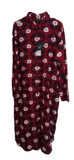 Marimekko Uniqlo Women’s Red Blue Floral Long-Sleeve Shirt Dress M UK 12 NEW