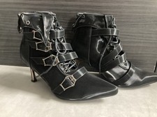 Witch Vampire Point Goth Lolita Shoes w/ Coffin Buckles & Pin Heel (SIZE 35) 