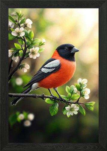 Cute bullfinch bird poster - cute,