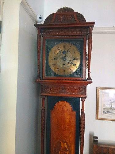 Wooden brown grandfather - wooden, clock