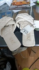 Zara White Sliders In Size 7